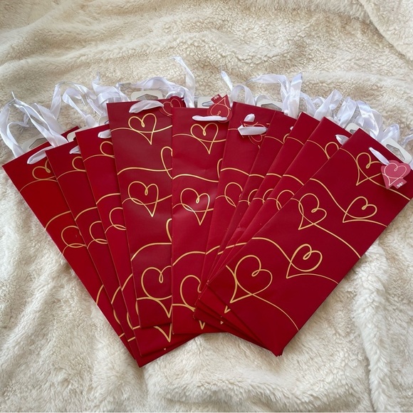 Red and Gold Heart Wine Gift Bags - Set of 10 - NWT - Picture 1 of 4